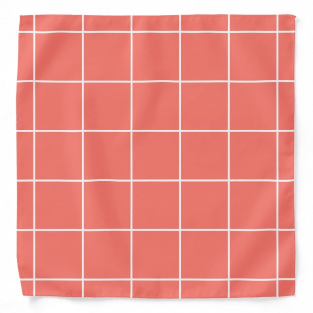Grid pattern on living coral bandana (Front)