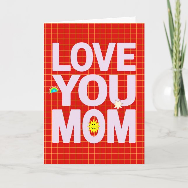 Gridded Love You Mom Card (Front)