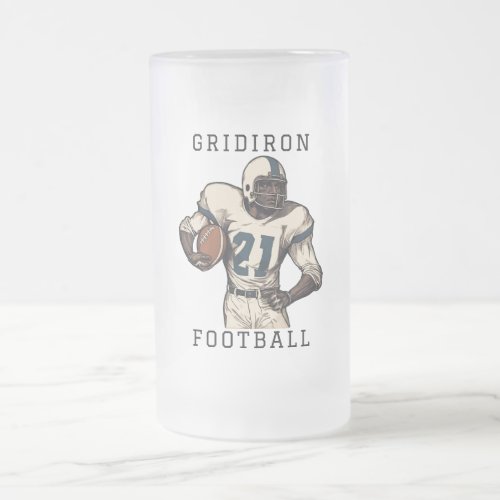 Gridiron Football  Frosted Glass Beer Mug