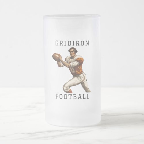 Gridiron Football  Frosted Glass Beer Mug