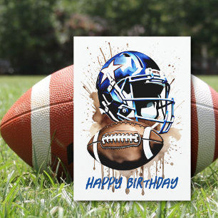 Gridiron Football Watercolor Splash Birthday  Card