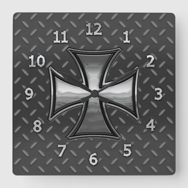 Gridiron Maltese Square Wall Clock (Front)
