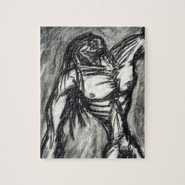Grief and Depression Charcoal Drawing Jigsaw Puzzle (Vertical)