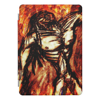 Grief and Depression Charcoal Drawing on Fire iPad Pro Cover