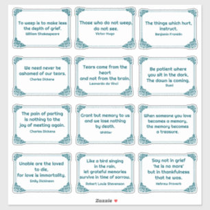 Grief Quotes in Rose Corner Frame Deep Teal White  Sticker