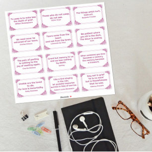 Grief Quotes in Rose Corner Frame Magenta White Sticker