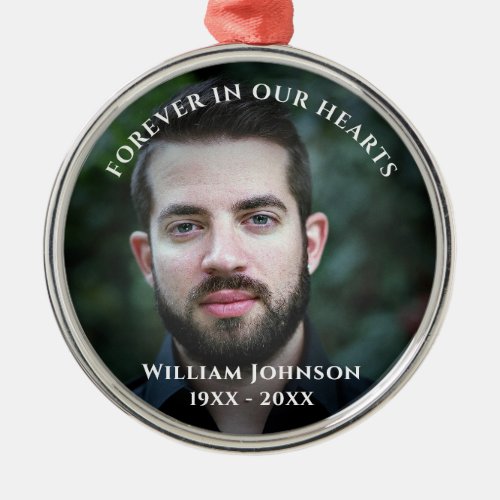 Grief Remembrance Celebration Of Life Custom Photo Metal Ornament