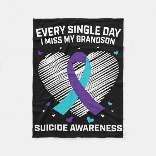 Grieving Gifts For Loss Of Grandson Suicide Awaren Fleece Blanket