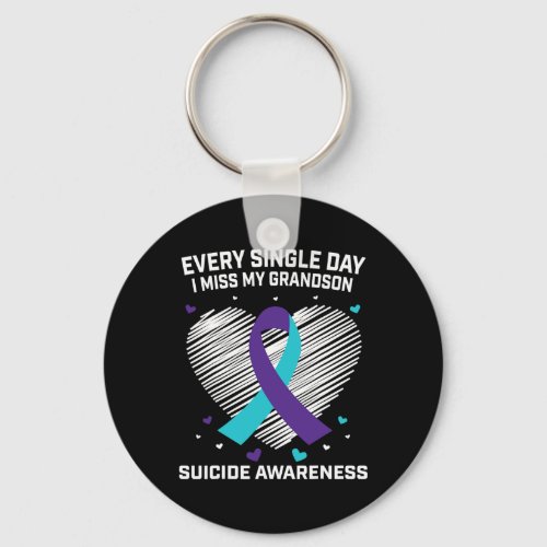 Grieving Gifts For Loss Of Grandson Suicide Awaren Keychain
