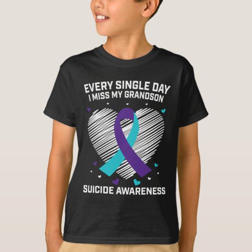 Grieving Gifts For Loss Of Grandson Suicide Awaren T-Shirt