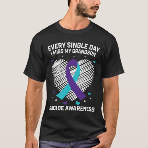 Grieving Gifts For Loss Of Grandson Suicide Awaren T-Shirt