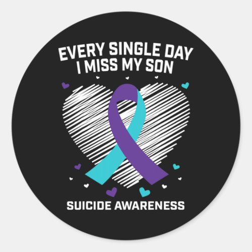 Grieving Gifts I Miss My Son Teal Purple Suicide A Classic Round Sticker