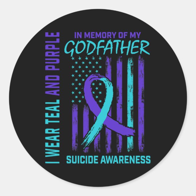 Grieving Gifts Loss Of Godfather Suicide Awareness Classic Round Sticker (Front)