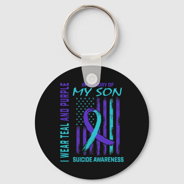 Grieving Gifts Loss Of Son Suicide Awareness Ameri Keychain (Front)