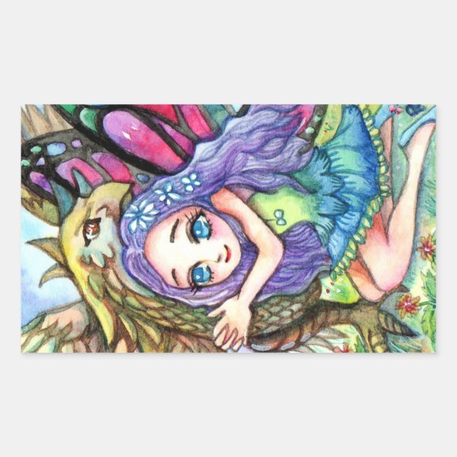 Griffin and Fairy Rectangular Sticker (Front)