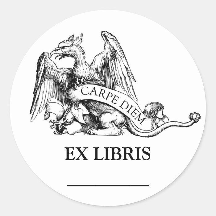 Griffin Bookplate Round Sticker