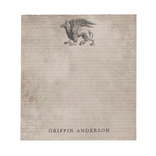 Griffin Creature Vintage with Name Notepad