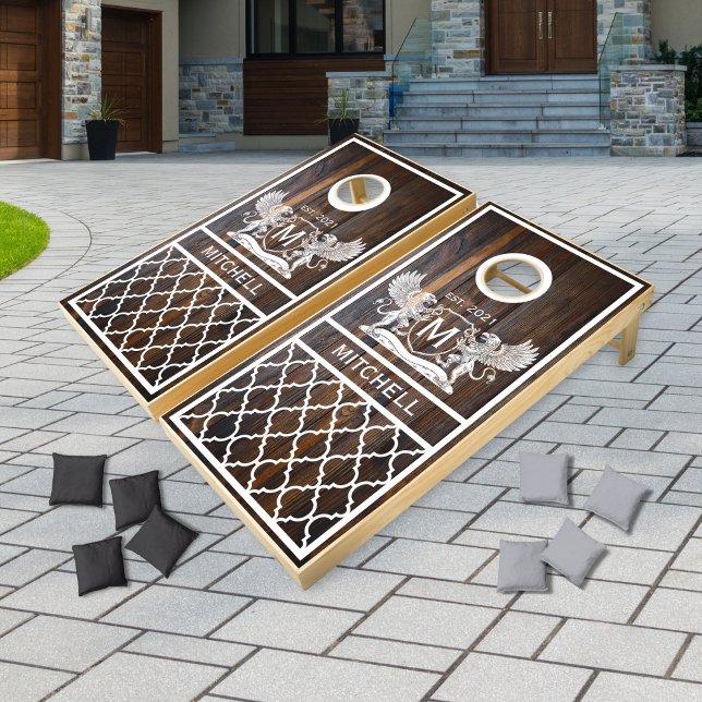 Griffin Crest Monogram Cornhole Set (Creator Uploaded)
