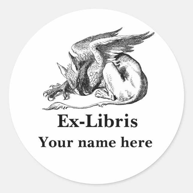 Griffin Ex-libris Classic Round Sticker (Front)