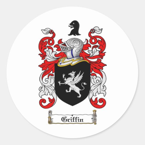 GRIFFIN FAMILY CREST _  GRIFFIN COAT OF ARMS CLASSIC ROUND STICKER