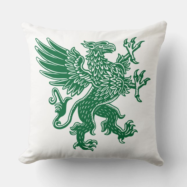 Griffin - Forest Green Throw Pillow (Front)