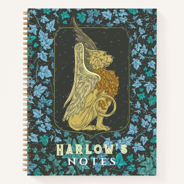 Griffin-like Mythical Creature Navy Blue Notebook (Front)