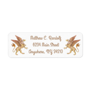 Griffin, monster, return address label