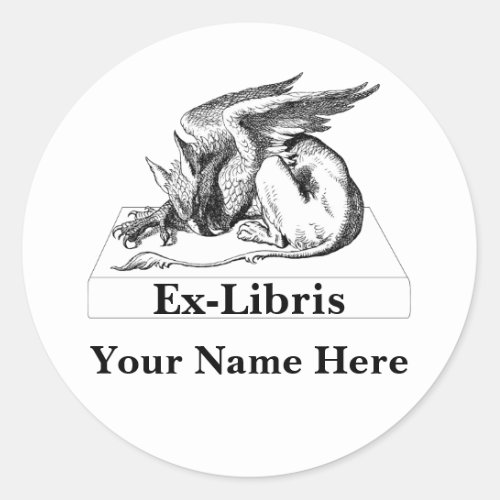 Griffin On book Ex_Libris Classic Round Sticker