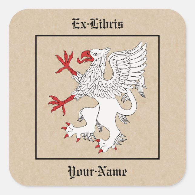 Griffin Rampant Argent Bookplate (Front)