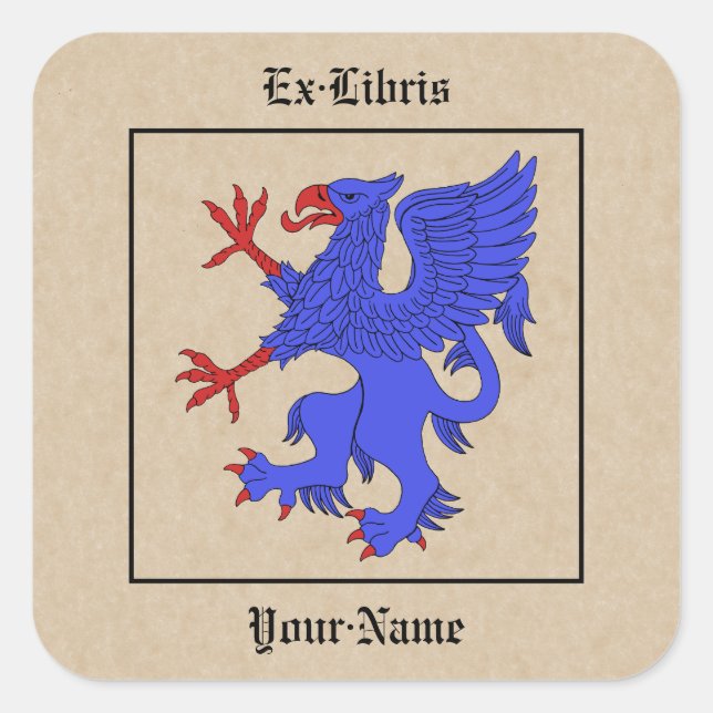 Griffin Rampant Azure Bookplate (Front)