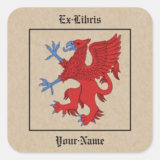 Griffin Rampant Gules Bookplate (Front)