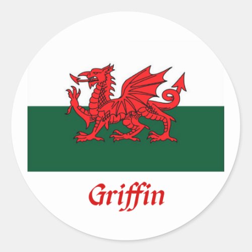 Griffin Welsh Flag Classic Round Sticker