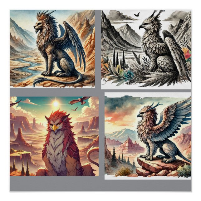 Griffins, Dragons, & Desolate landscapes Poster (Front)
