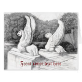 Griffins sculpture monochrome pencil Art (Front Horizontal)