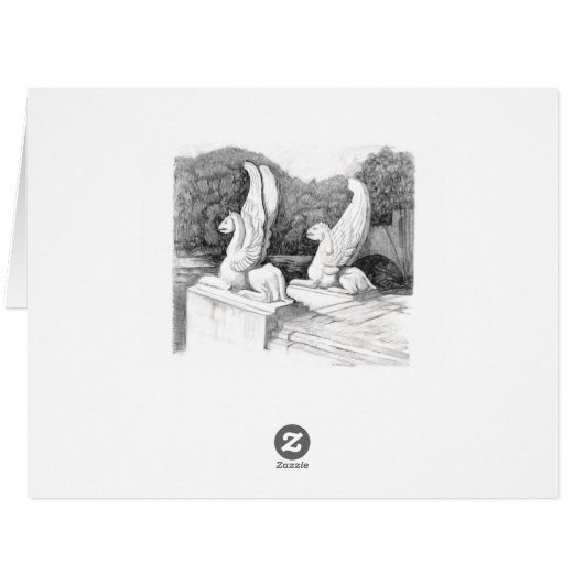 Griffins sculpture monochrome pencil Art (Back Horizontal)