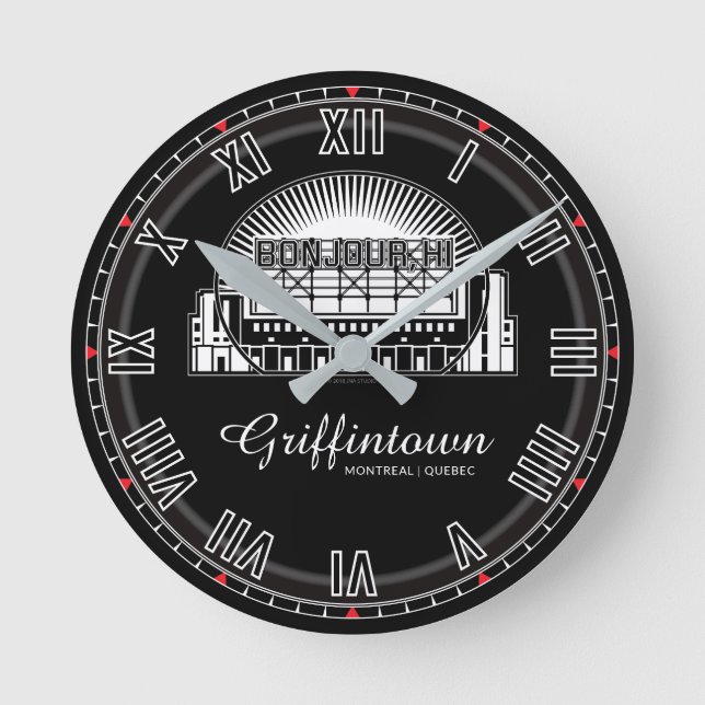 Griffintown Bonjour Hi Round Clock (Front)