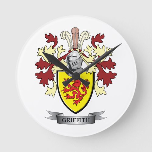 Griffith Family Crest Coat of Arms Round Clock