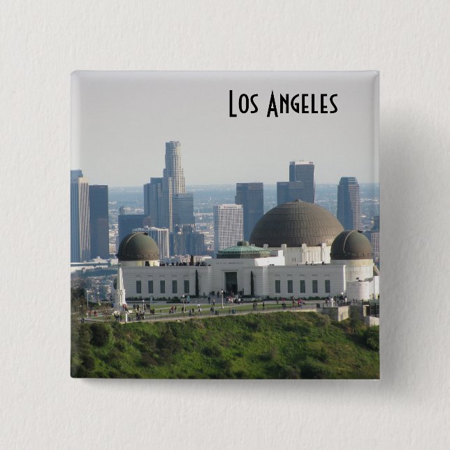 Griffith Observatory and Downtown Los Angeles Pinback Button (Front)