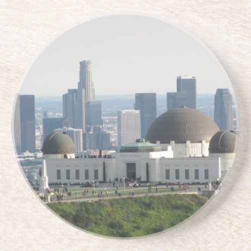 Griffith Observatory and Downtown Los Angeles Sandstone Coaster