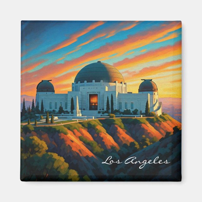 Griffith Observatory Los Angeles Sunset postcard Magnet (Front)