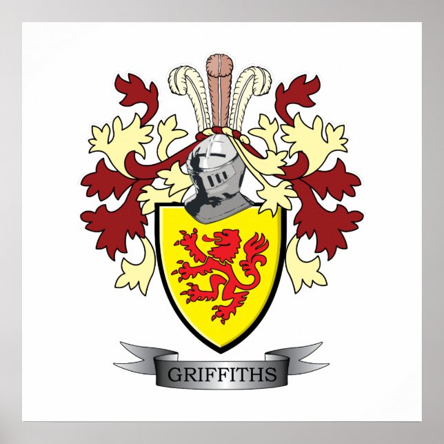 Griffiths Family Crest Coat of Arms Poster (Front)