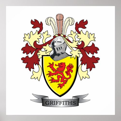 Griffiths Family Crest Coat of Arms Poster