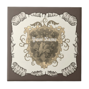 Griffon Family Crest Surname Ceramic Tile