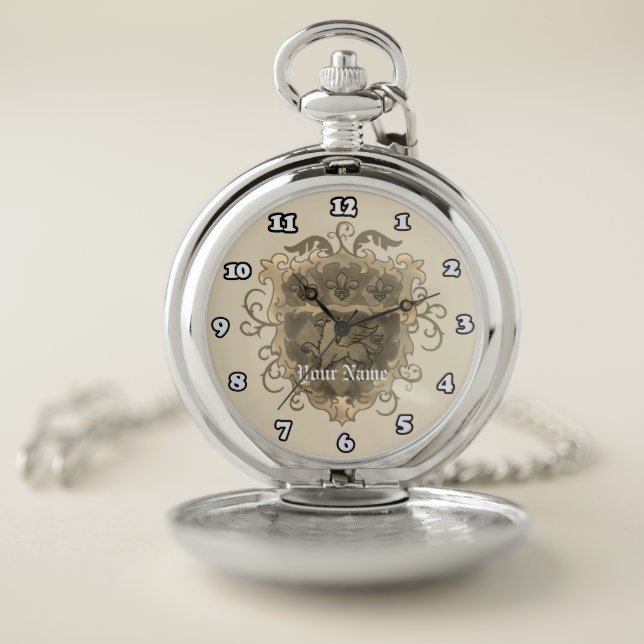Griffon Family Crest Surname Pocket Watch (Inside)