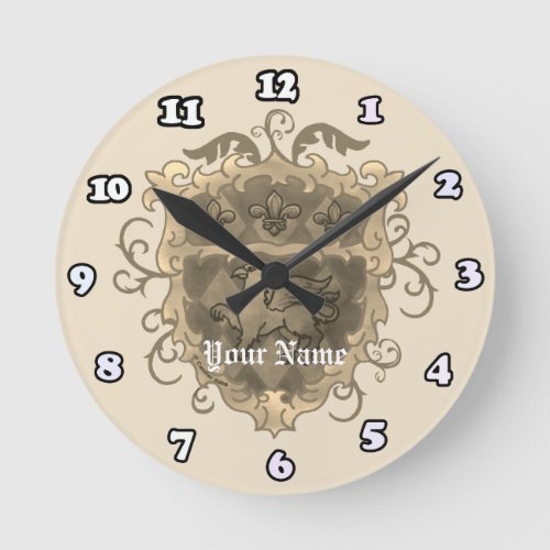 Griffon family name Shield surname  Round Clock