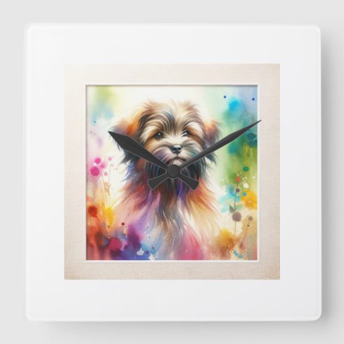 Griffon Nivernais Dog AREF1309 _ Watercolor Square Wall Clock