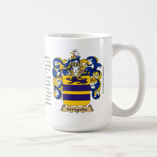 Grigsby, the Origin, the Meaning and the Crest Coffee Mug (Right)