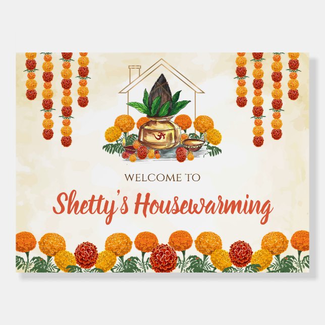 Griha Pravesh sign & Indian Housewarming sign (Front)