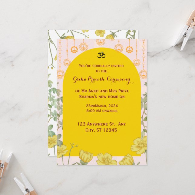 GrihaPravesh Invitation (Front/Back In Situ)