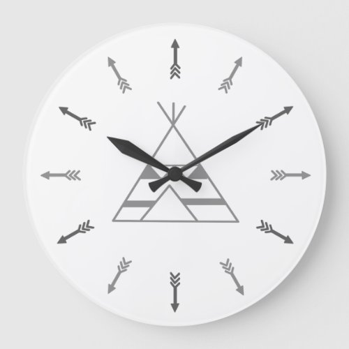 Grijze Tipi Large Clock